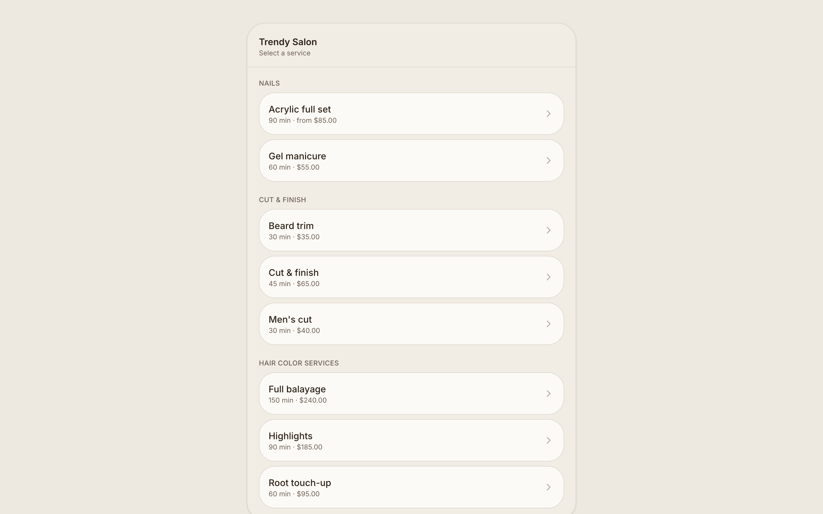 Clients book in a few taps from your public page.